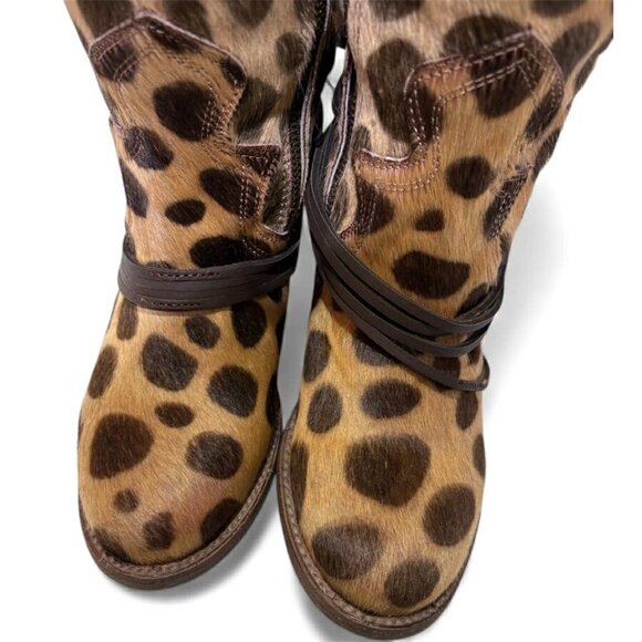 Free Bird Coal Leopard Leather Boots - Size 8 - Picture 3 of 6